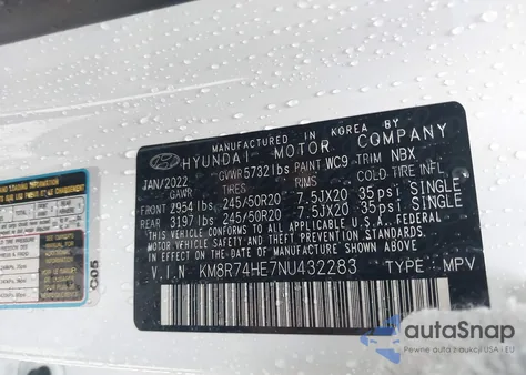 2022 Hyundai Palisade Calligraphy из США, поврежденный, VIN KM8R74HE7NU432283